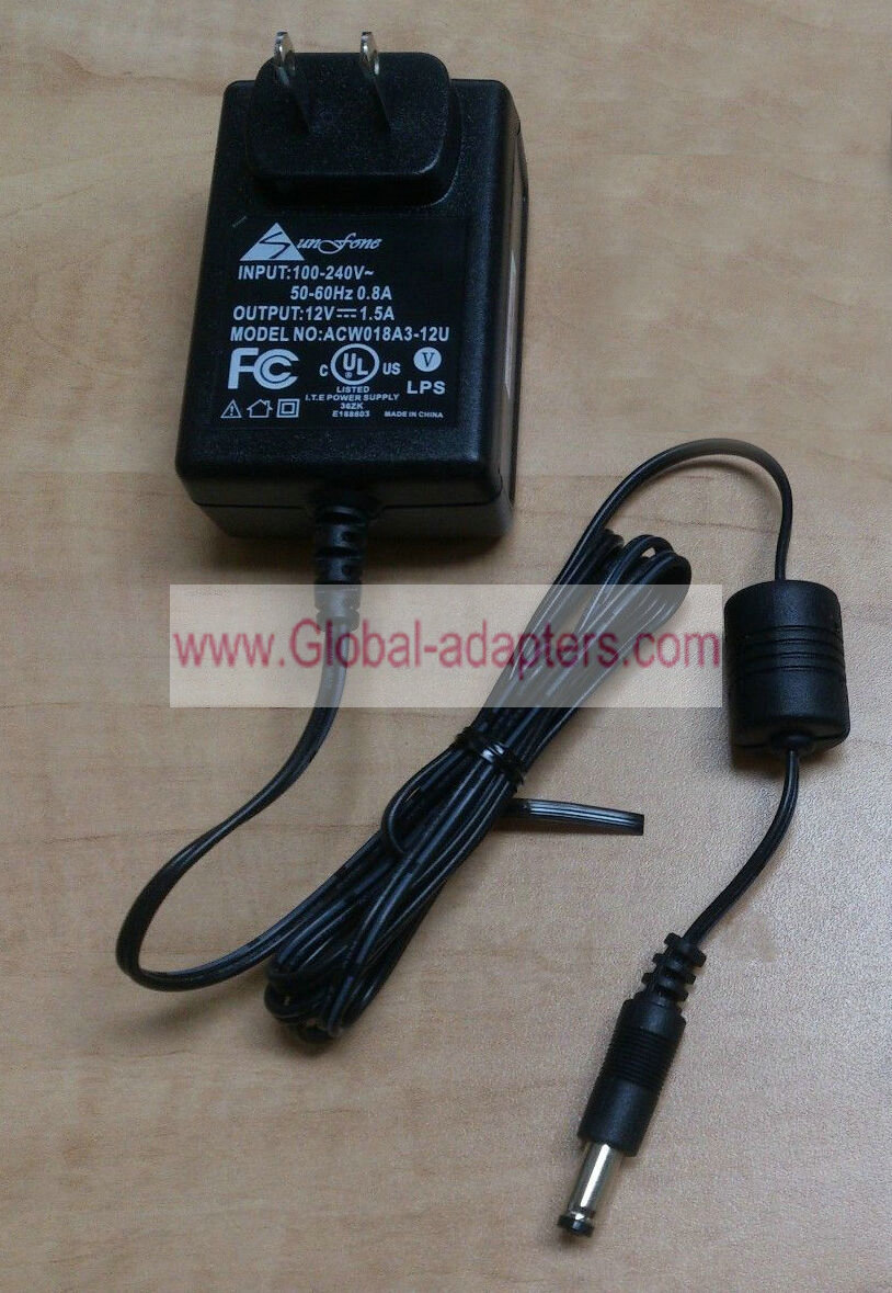 Brand new SUNFONE ACW018A3-12U 12V 1.5A CLASS 2 TRANSMER ac adapter For External Hard Drive